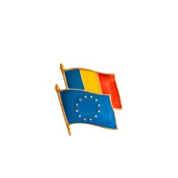 Insignă din  tombac "Drapelul România-UE"